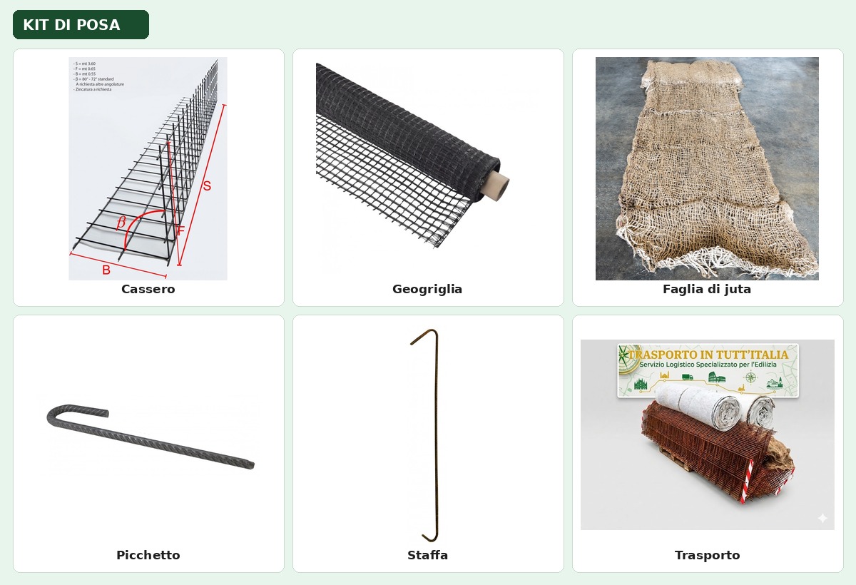 Kit di posa per terre rinforzate - 6 componenti con trasporto